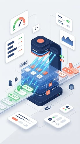 Illustrasjon av en AI-klar HubSpot audit som scanner data, felter og arbeidsflyter før AI-bruk