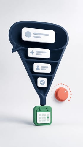 Illustrasjon av en kontrollert ChatGPT Ads-test som ender i et kvalifisert møte.