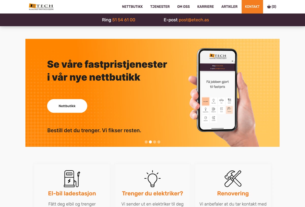Skjermbilde av E-Techs digitale flate