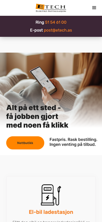 Screenshot of E-Tech mobile homepage