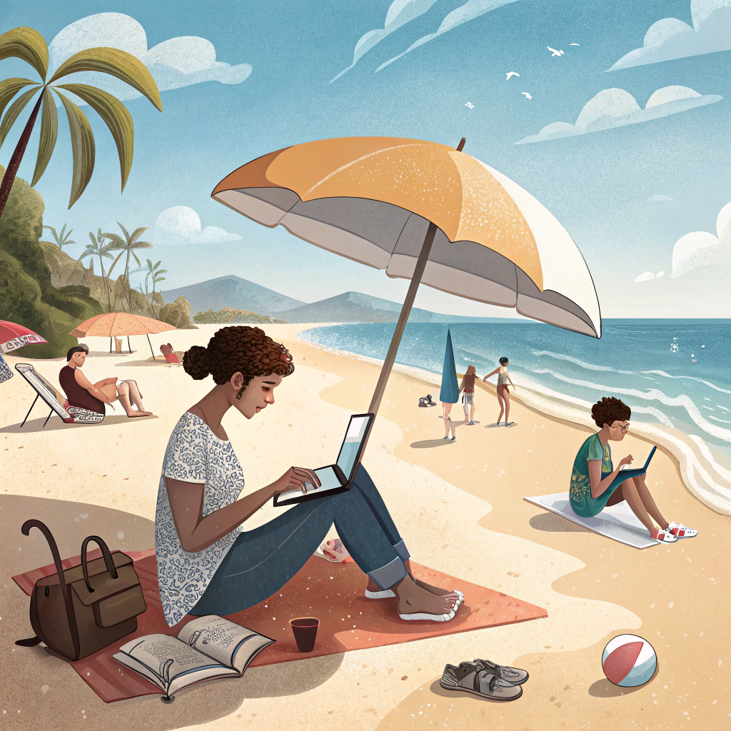 person working on the beach