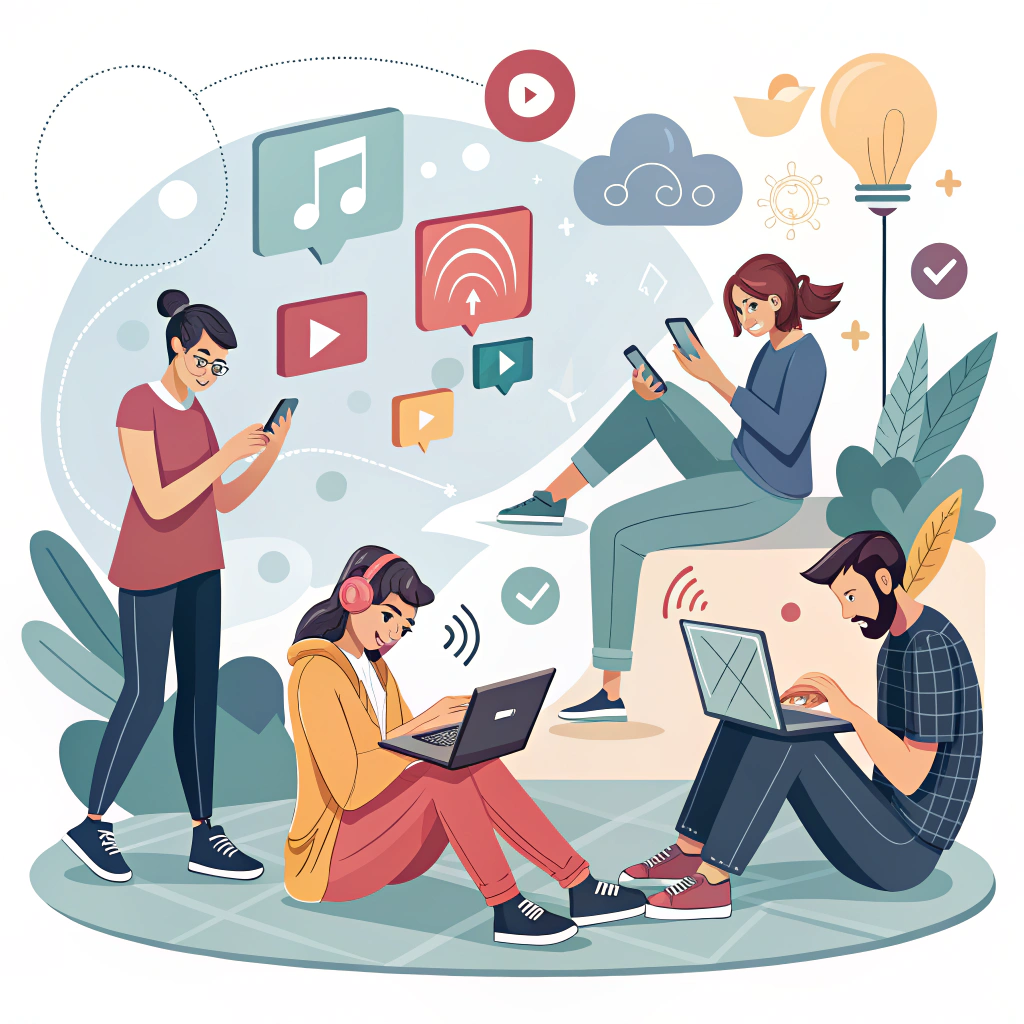 boys and girls on phone creating content